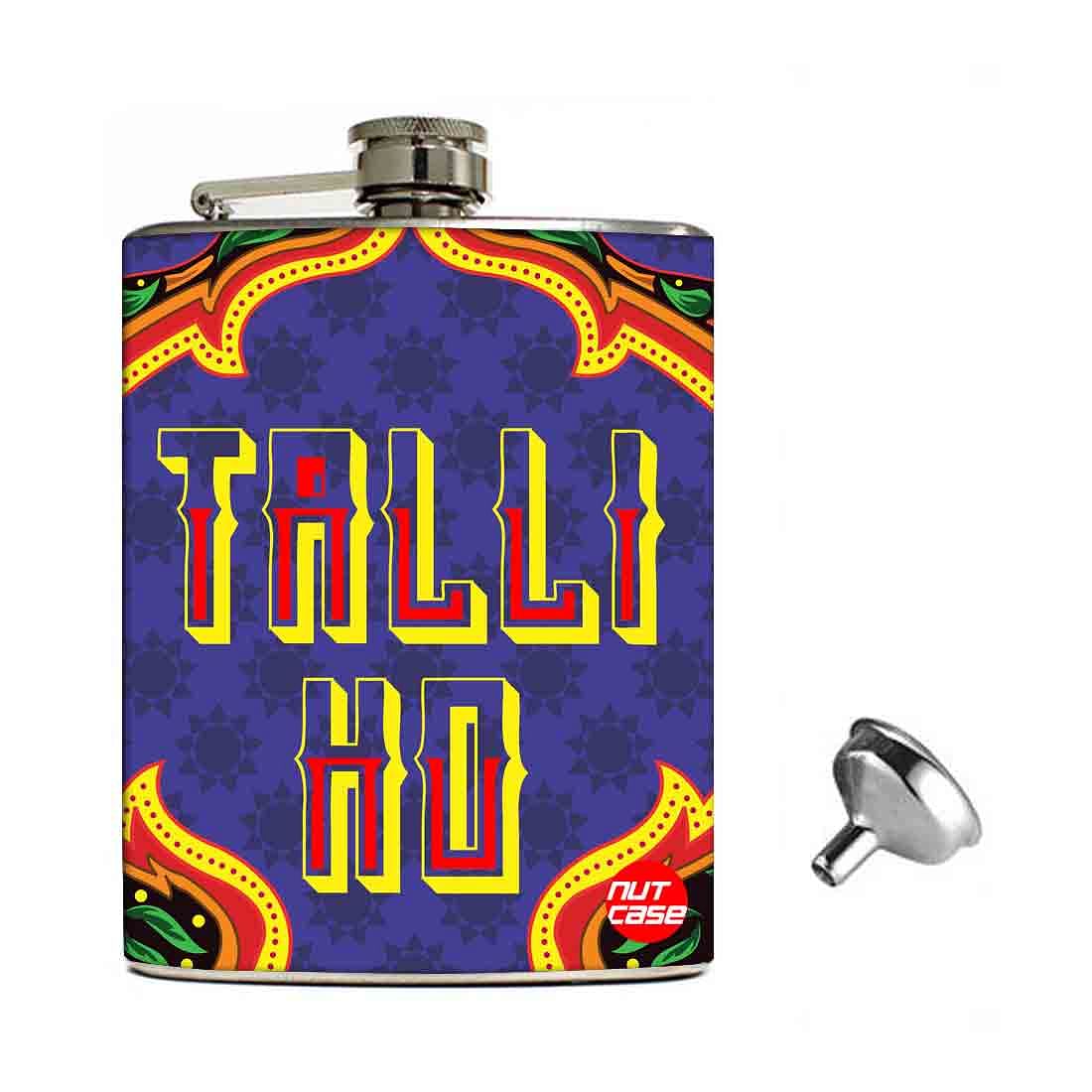 Hip Flask Gift Box -  Indian Kitsch Quirky Design-Talli Ho Purple Nutcase