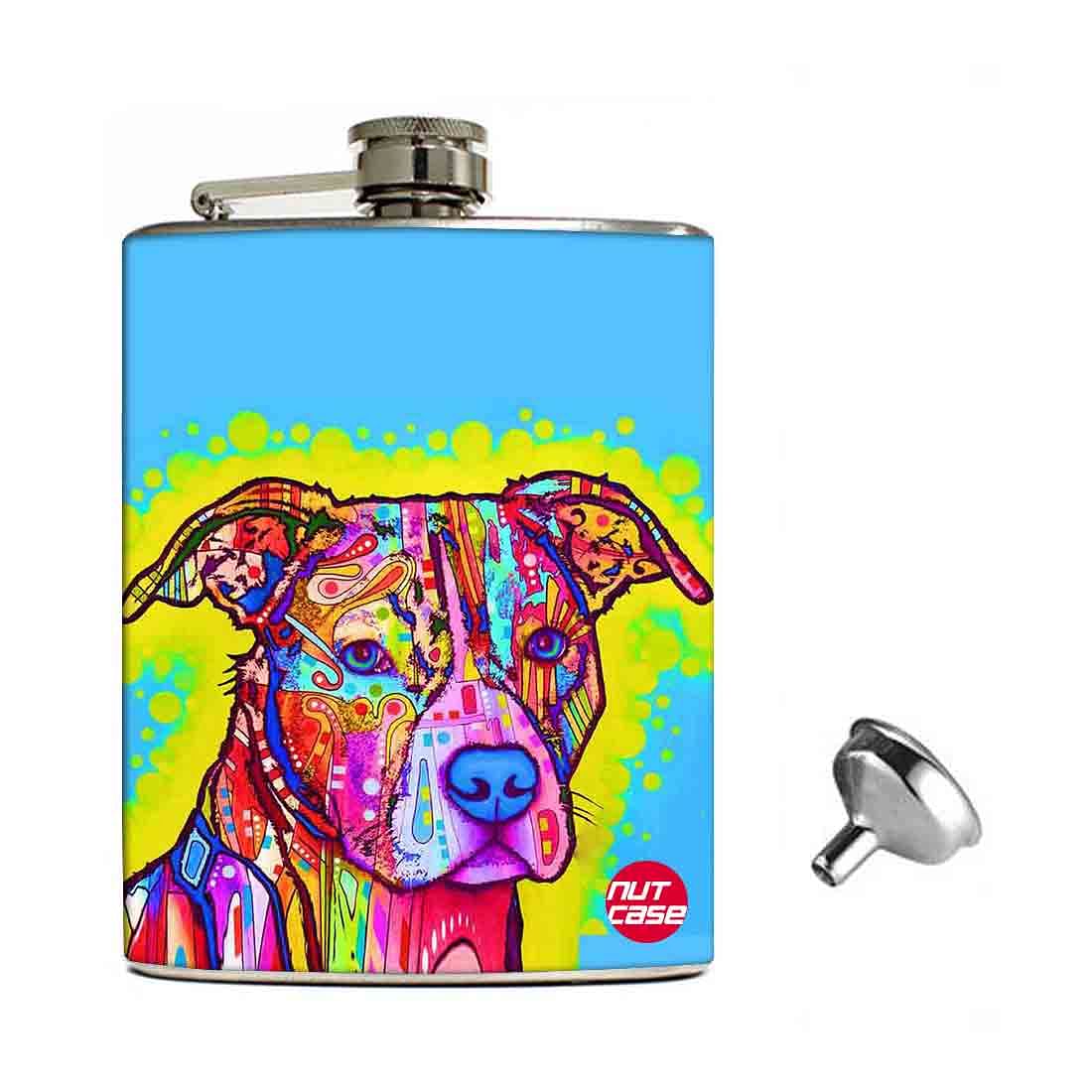 Hip Flask Gift Box -Colorful Dog Face Nutcase