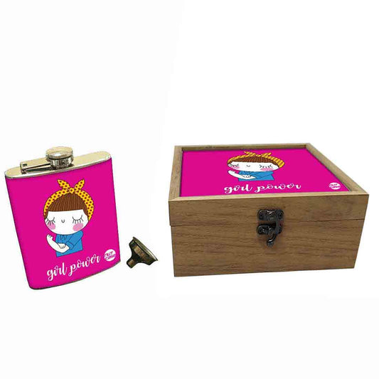 Hip Flask Gift Box -Hip Flask For Women - Girl Power Nutcase