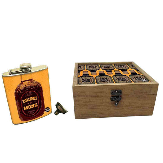 Hip Flask Gift Box -Drunk Monk Nutcase