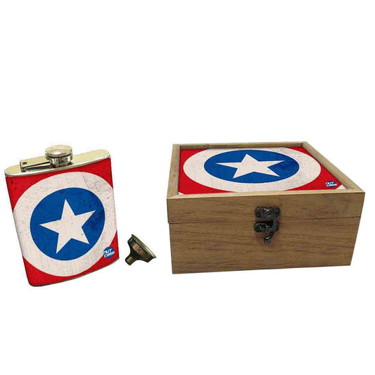 Hip Flask Gift Box -Blue And Red Nutcase