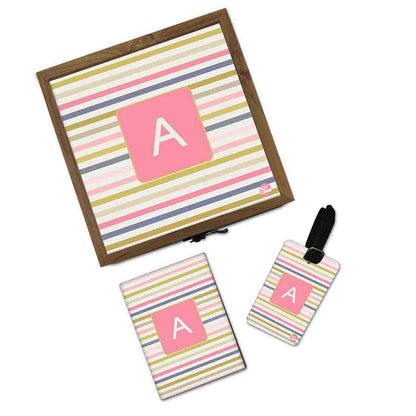 Personalised Passport Holder - Pink Strips Nutcase