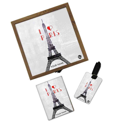 Customized Passport Cover With Luggage Tag- Eiffel Tower Nutcase