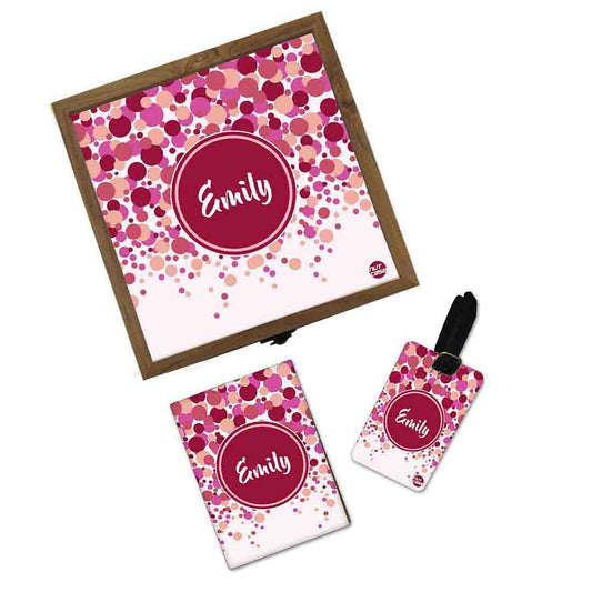 Customized Travel Organizer With Name - Red And Pink Bubbles Nutcase