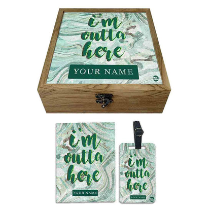 Personalized Passport Cover Combo - I Am Outta Here Green Nutcase