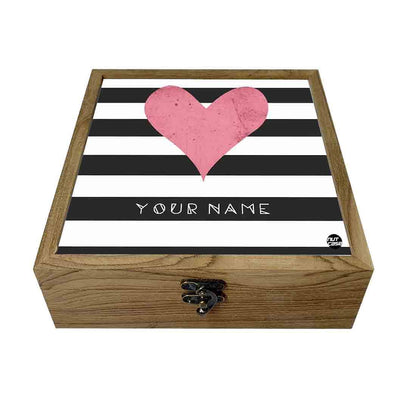 Customized Travel Organizer  - Pink Heart Black Strips Nutcase