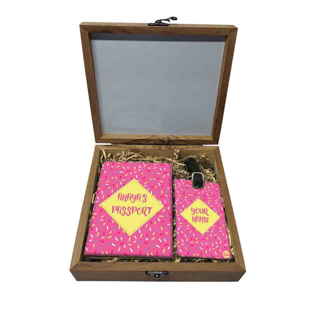 Personalised Passport Holder - Pink And Yellow Dots Nutcase