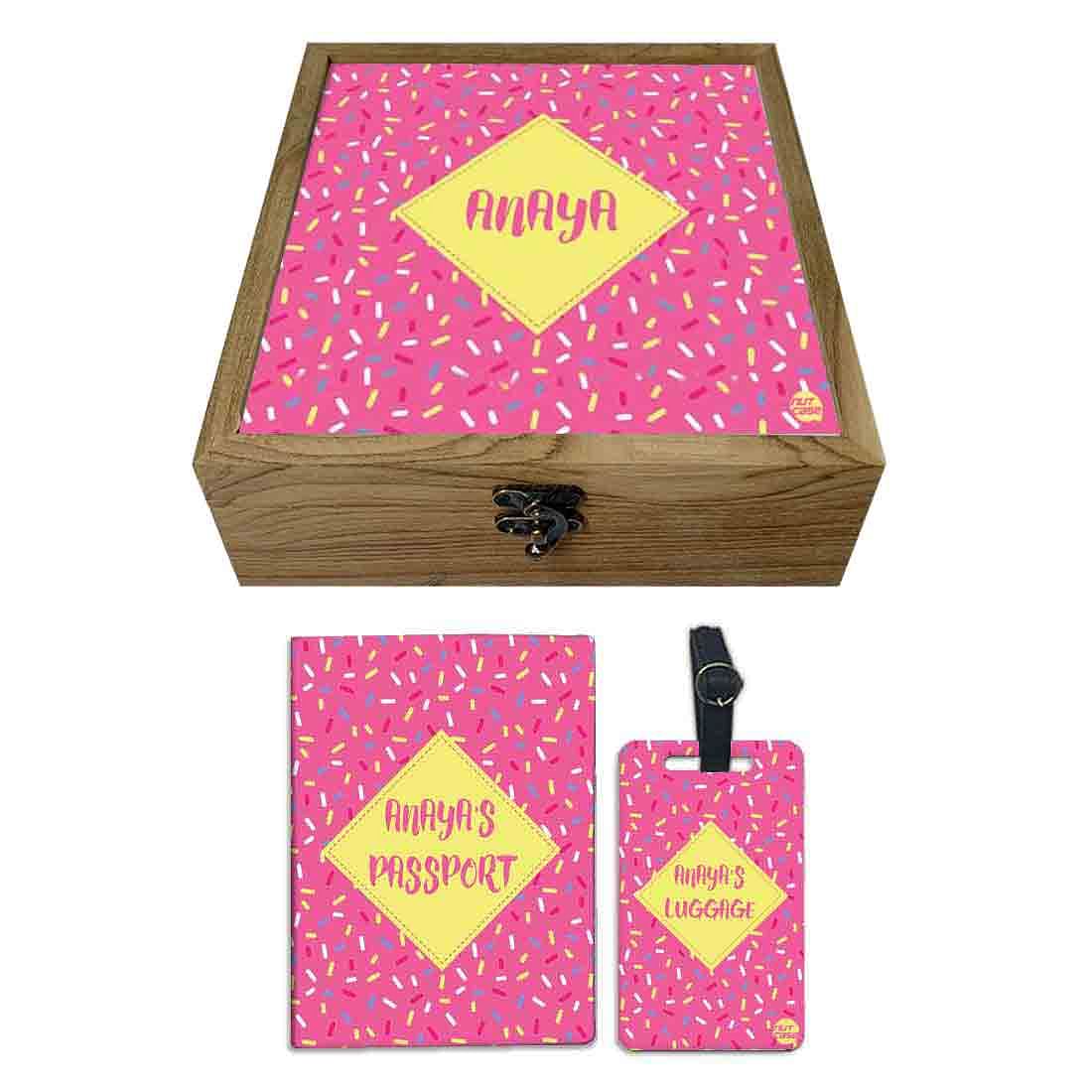 Personalised Passport Holder - Pink And Yellow Dots Nutcase