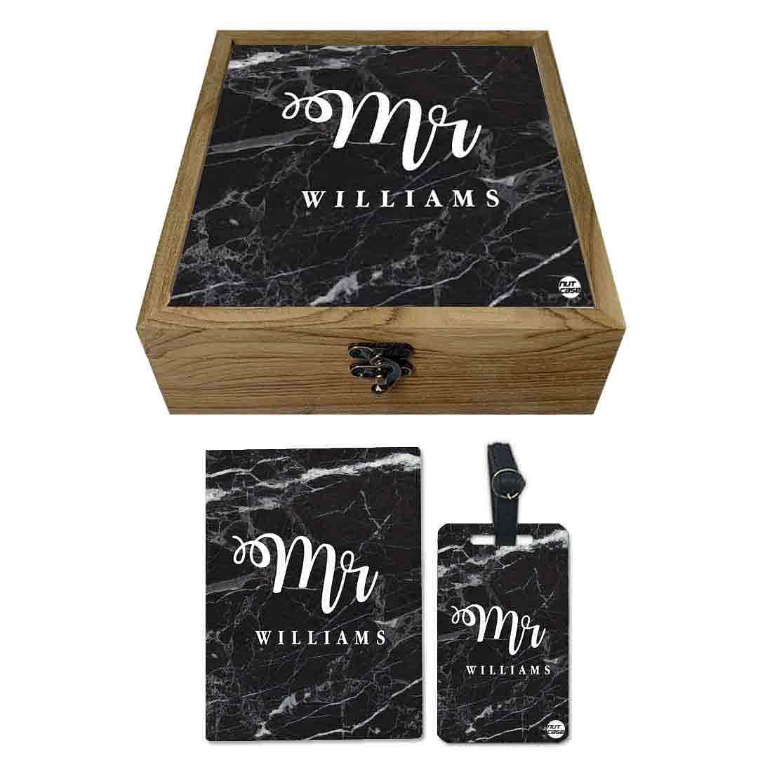 Customized Passport Cover For Couples Travel Gift - Mr Black Marble Nutcase