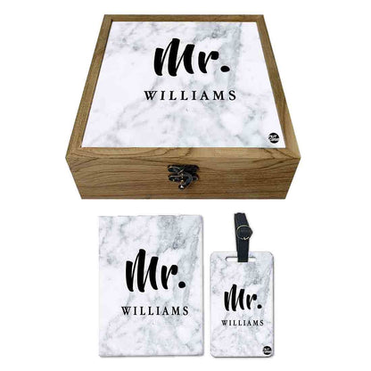 Custom Passport Cover For Couples Anniversary Gift - Mr White Marble Nutcase