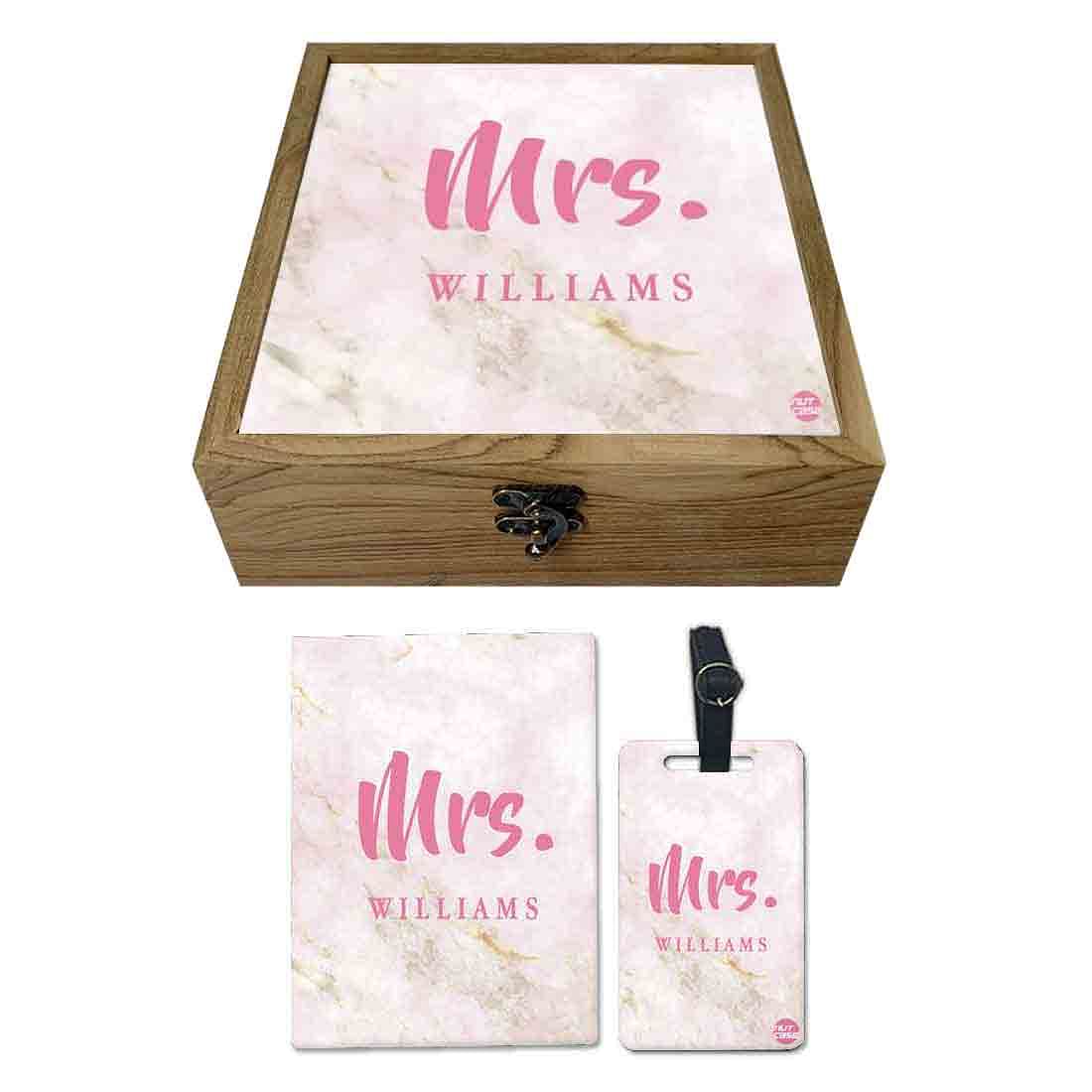 Cutom Passport Cover For Couples Anniversary Gift - Mrs Pink Marble Nutcase