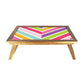 Nutcase Designer Lapdesk Breakfast Bed Table-Foldable Teak Wooden Study Desk - Colorful Strips Nutcase