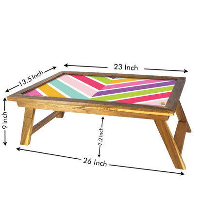 Nutcase Designer Lapdesk Breakfast Bed Table-Foldable Teak Wooden Study Desk - Colorful Strips Nutcase