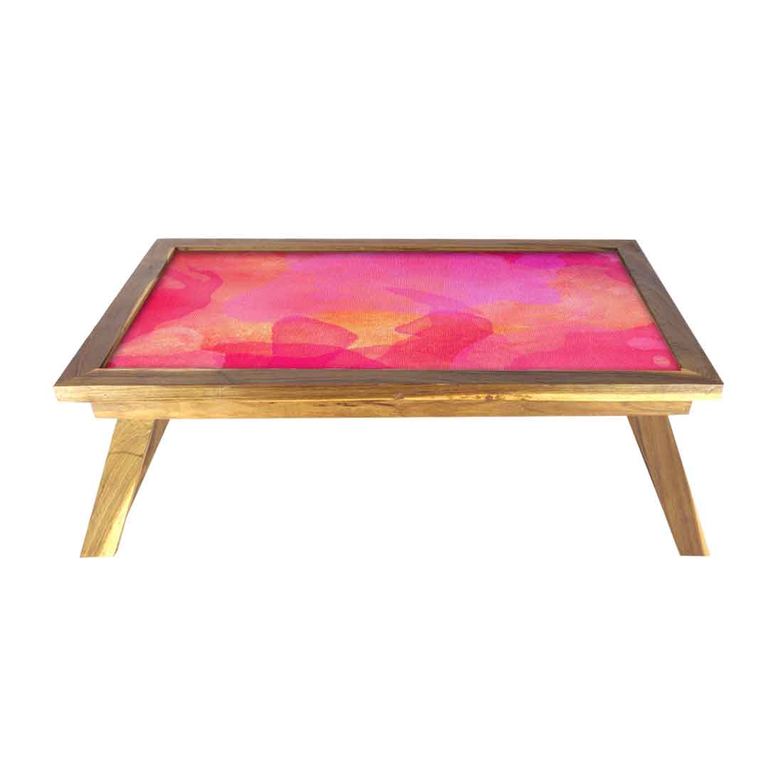 Nutcase Designer Lapdesk Breakfast Tray Table for Bed Teak Wooden Study Desk - Pink Watercolor Nutcase
