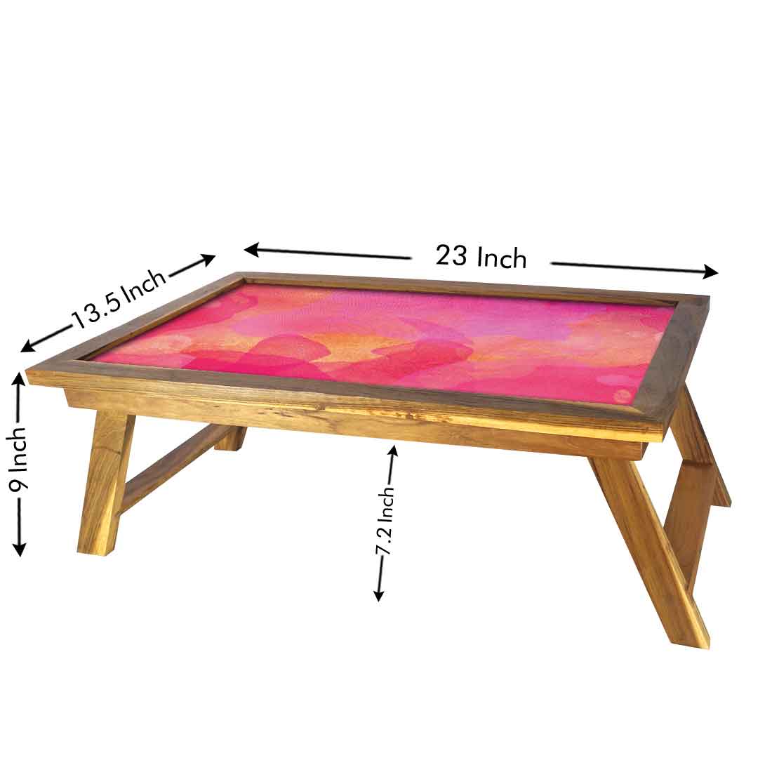 Nutcase Designer Lapdesk Breakfast Tray Table for Bed Teak Wooden Study Desk - Pink Watercolor Nutcase