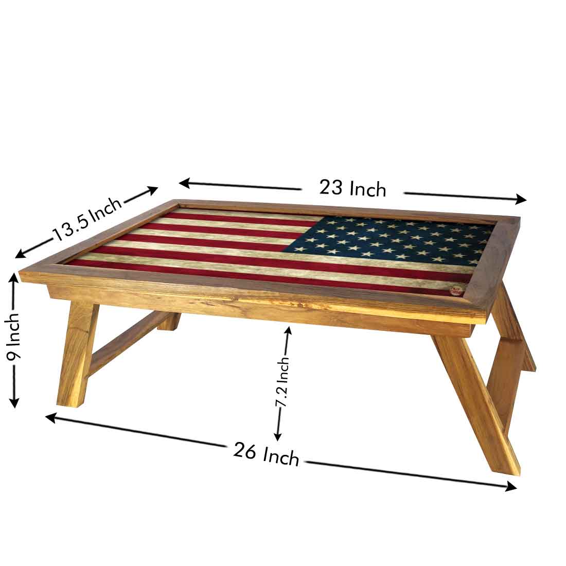 Nutcase Designer Wooden Breakfast in Bed Tray Teak Wooden Study Desk - Vintage Usa Flag Nutcase