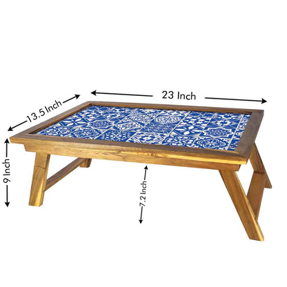 Designer Lapdesk Breakfast in Bed Desk Foldable Wooden Study Desk - Azulejo Nutcase