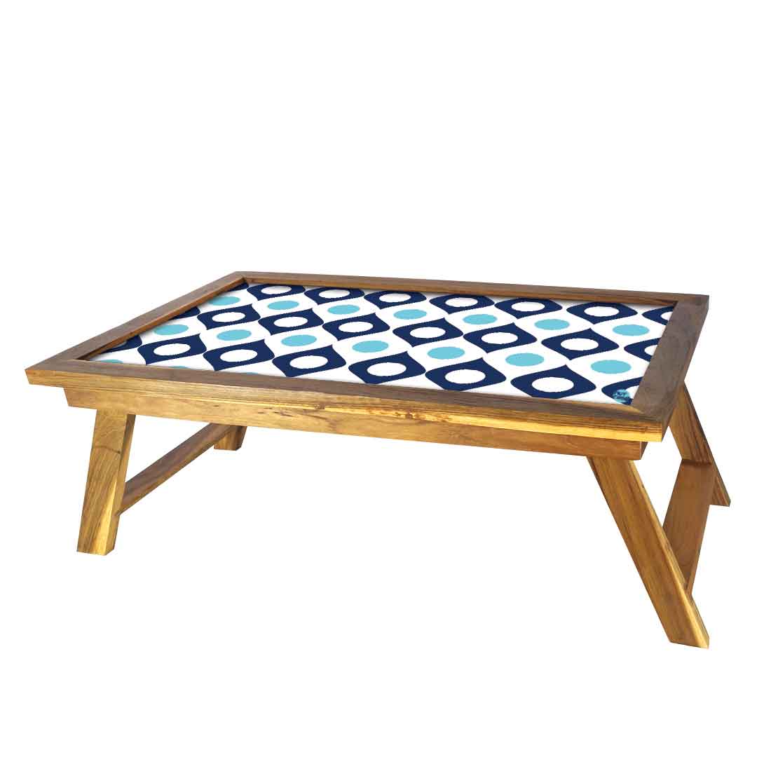 Nutcase Designer Lapdesk Breakfast Bed Table-Foldable Teak Wooden Study Desk - Blue Retro Nutcase