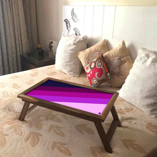 Nutcase Designer Lapdesk Breakfast Bed Table-Foldable Teak Wooden Study Desk - Purple Strips Nutcase