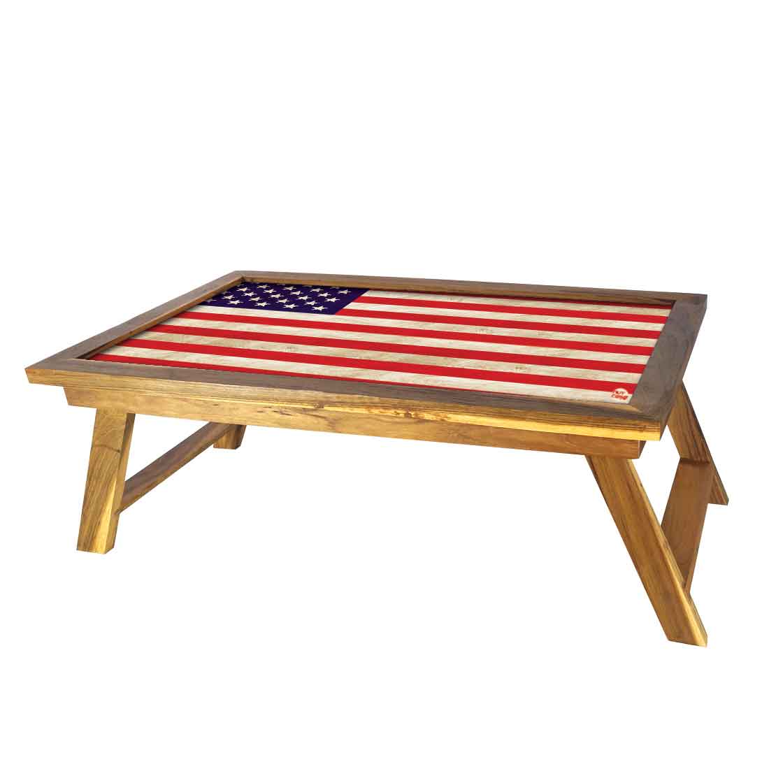 Nutcase Designer Breakfast Laptop Tray - Foldable Teak Wooden Study Desk - Usa Flag Nutcase