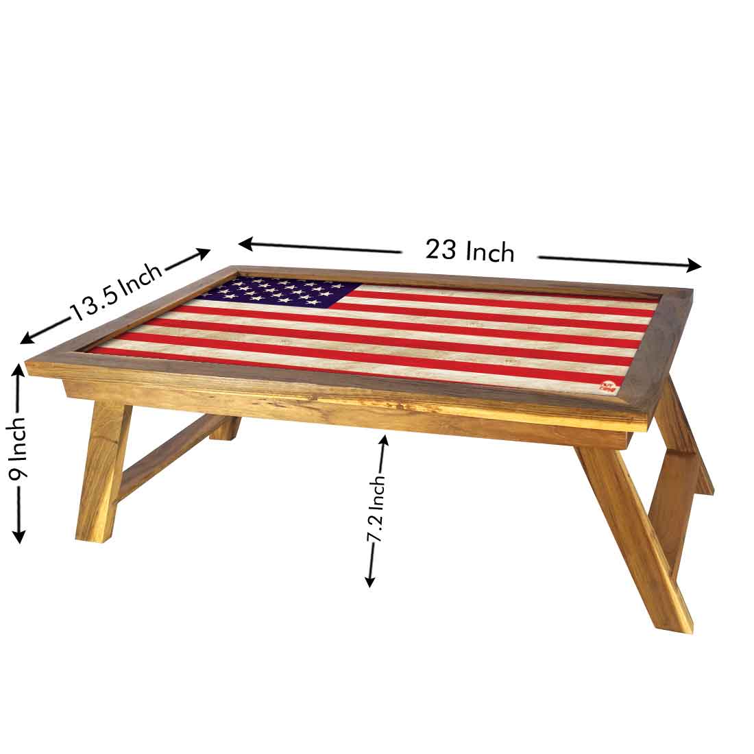 Nutcase Designer Breakfast Laptop Tray - Foldable Teak Wooden Study Desk - Usa Flag Nutcase
