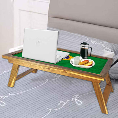 Nutcase Designer Breakfast Bed Table Tray-Foldable Teak Wooden Study Desk - Brazil Flag Nutcase