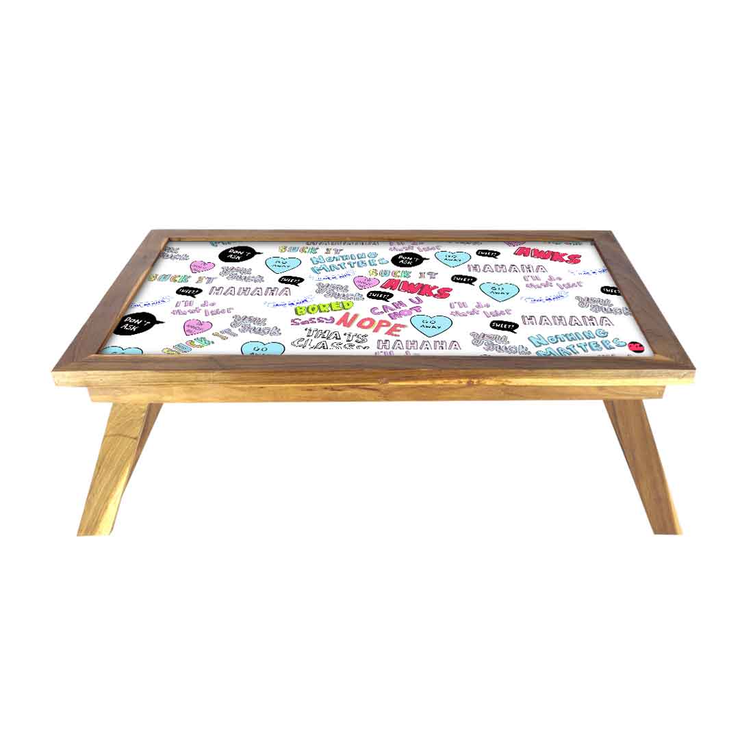Nutcase Designer Lapdesk Breakfast Bed Table-Foldable Teak Wooden Study Desk - Teen Talk Element Nutcase