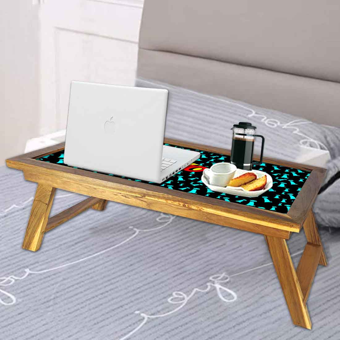 Nutcase Designer Over Bed Breakfast Table Teak Wooden Study Desk - Omg Nutcase
