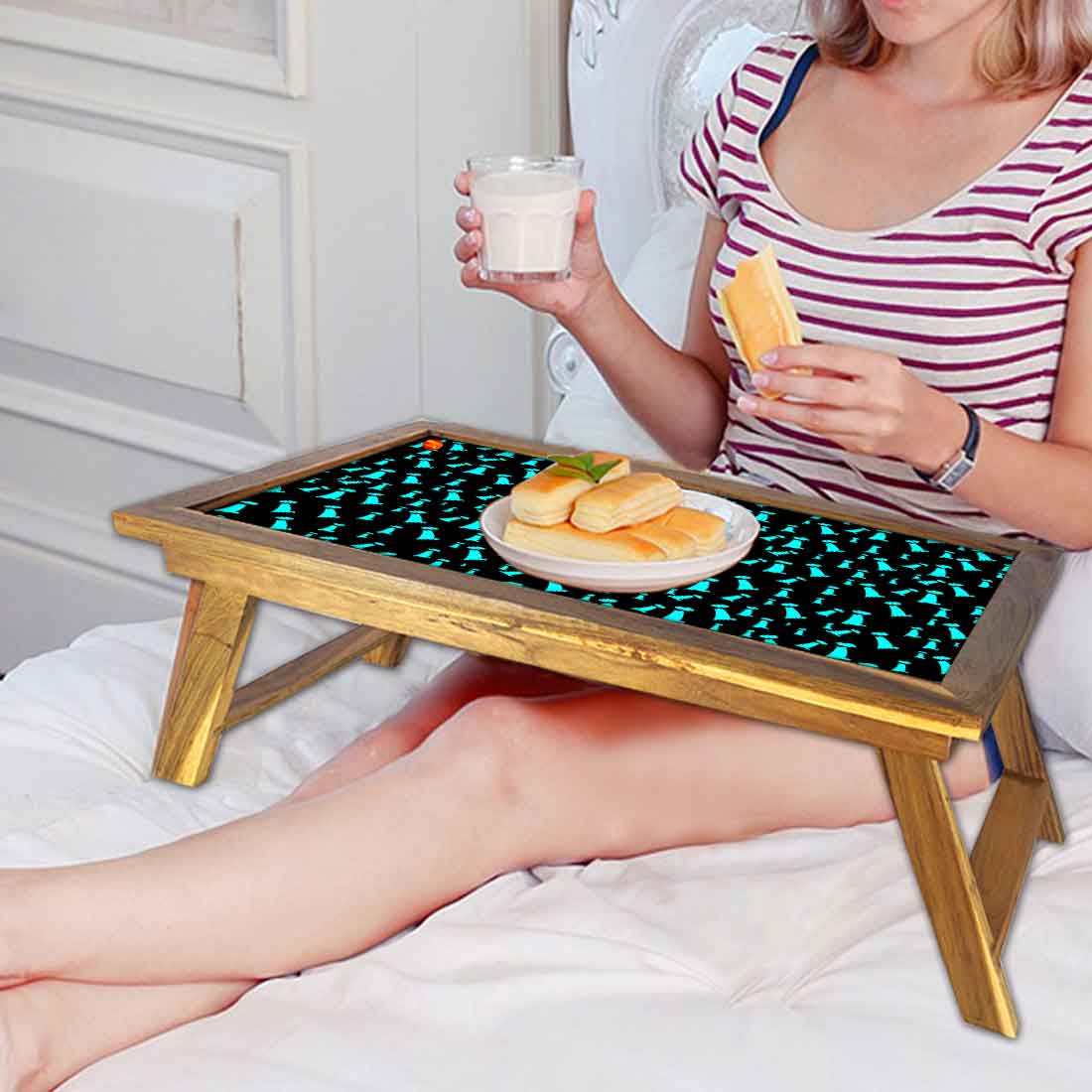 Nutcase Designer Over Bed Breakfast Table Teak Wooden Study Desk - Omg Nutcase