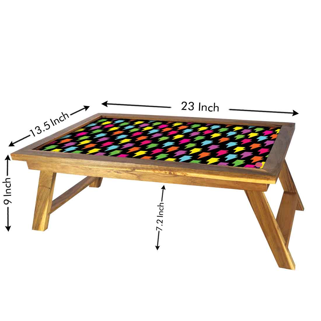 Nutcase Designer Lapdesk Breakfast Bed Table-Foldable Teak Wooden Study Desk - Colorful Thunder Nutcase