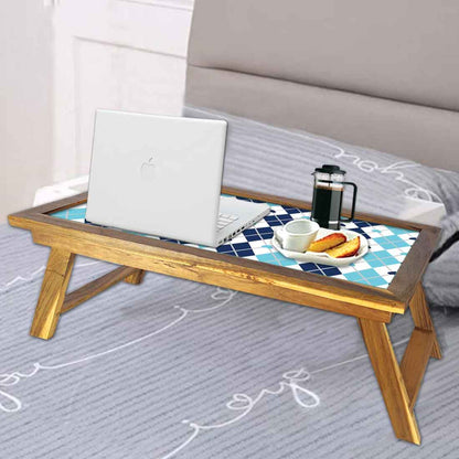 Nutcase Designer Lapdesk Breakfast Bed Table-Foldable Teak Wooden Study Desk - Blue Plaids Nutcase