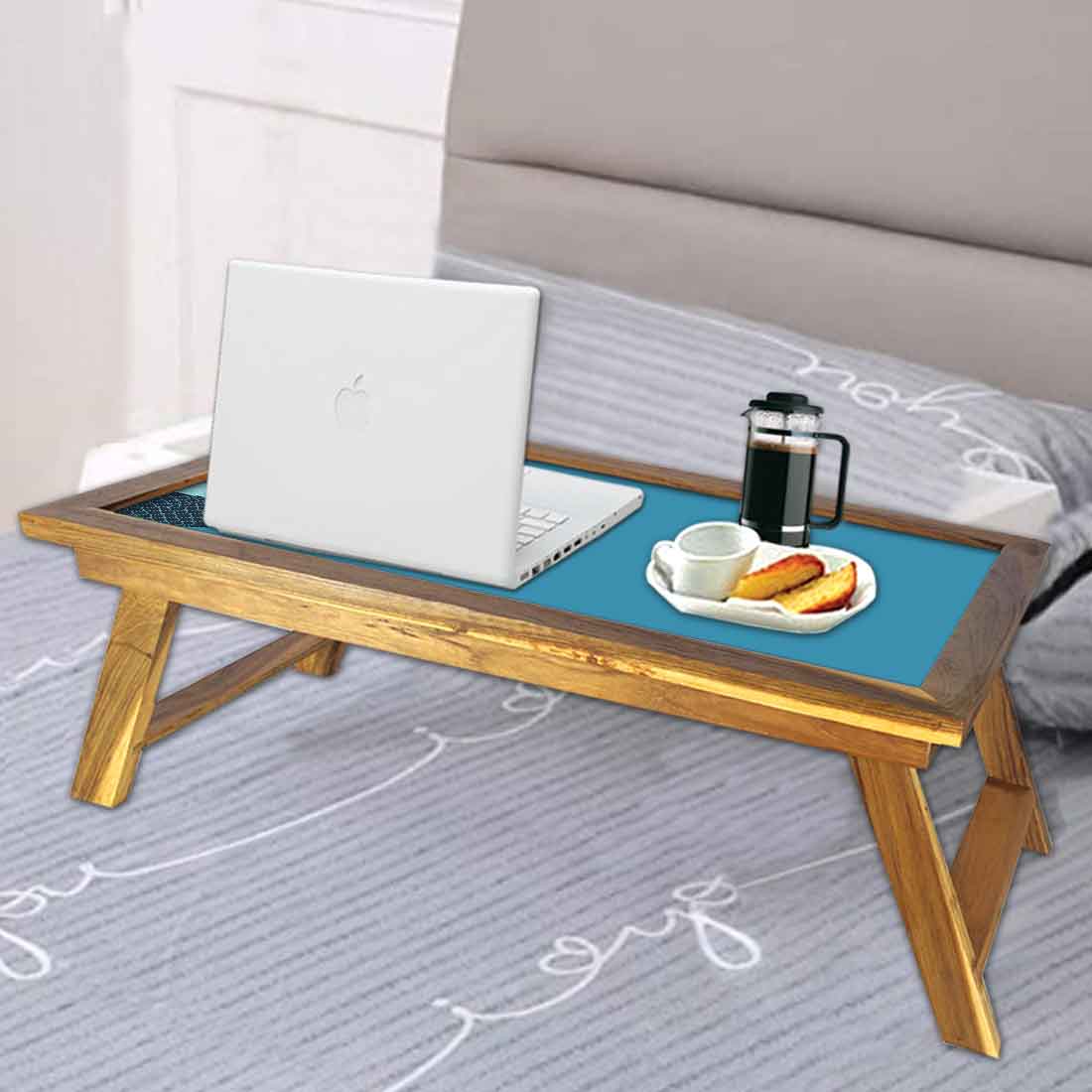 Nutcase Designer Lapdesk Breakfast Bed Table-Foldable Teak Wooden Study Desk - Blue Fish Nutcase