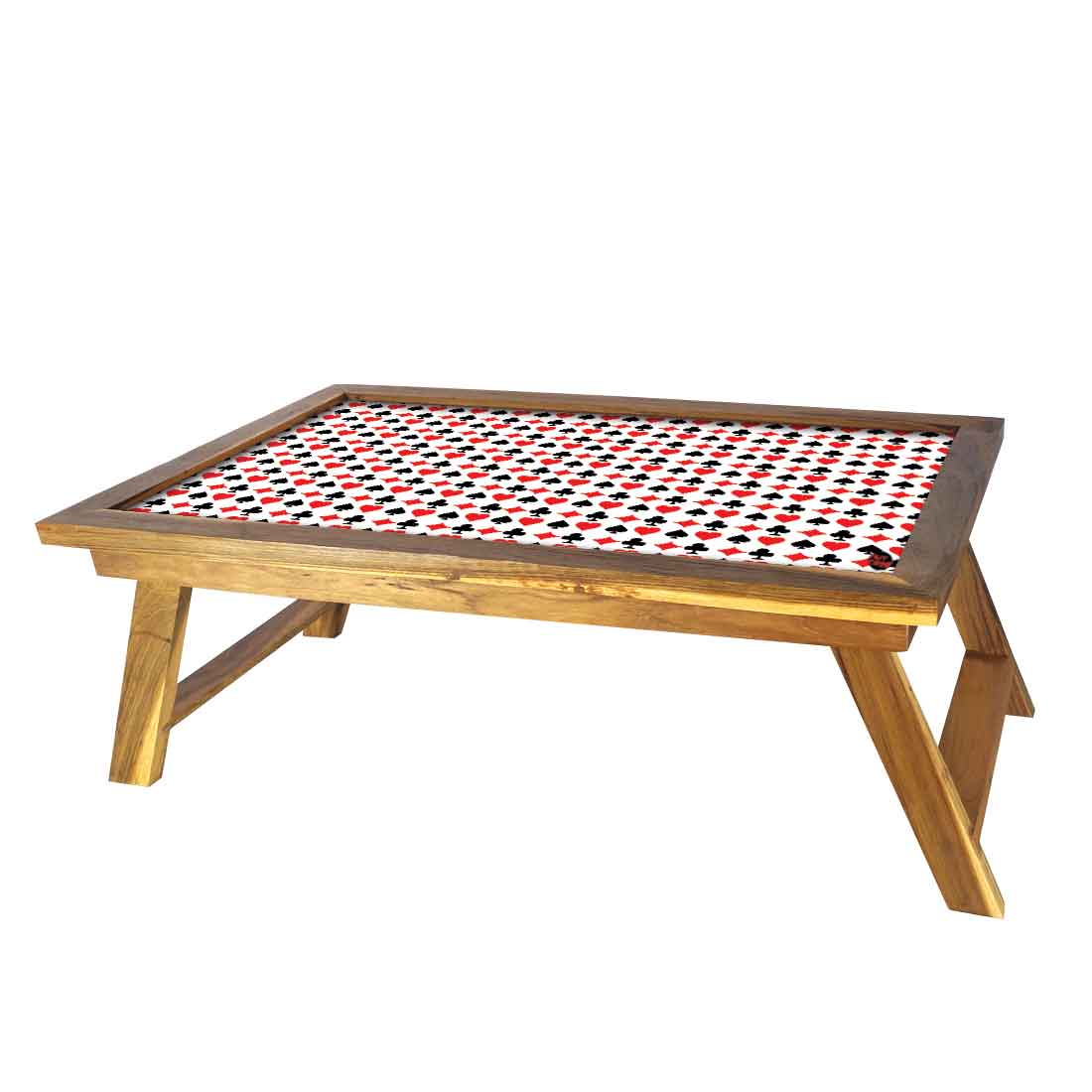 Nutcase Designer Lapdesk Breakfast Bed Table-Foldable Teak Wooden Study Desk - Playing Cards Nutcase