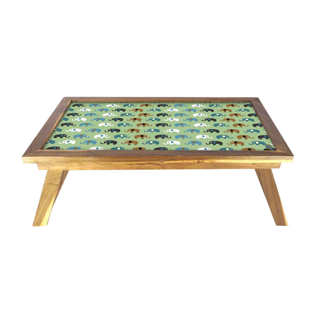 Nutcase Designer Lapdesk Breakfast Bed Table-Foldable Teak Wooden Study Desk - Mini Elephant Green Nutcase