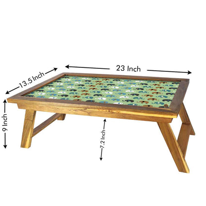Nutcase Designer Lapdesk Breakfast Bed Table-Foldable Teak Wooden Study Desk - Mini Elephant Green Nutcase