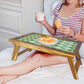 Nutcase Designer Lapdesk Breakfast Bed Table-Foldable Teak Wooden Study Desk - Mini Elephant Green Nutcase