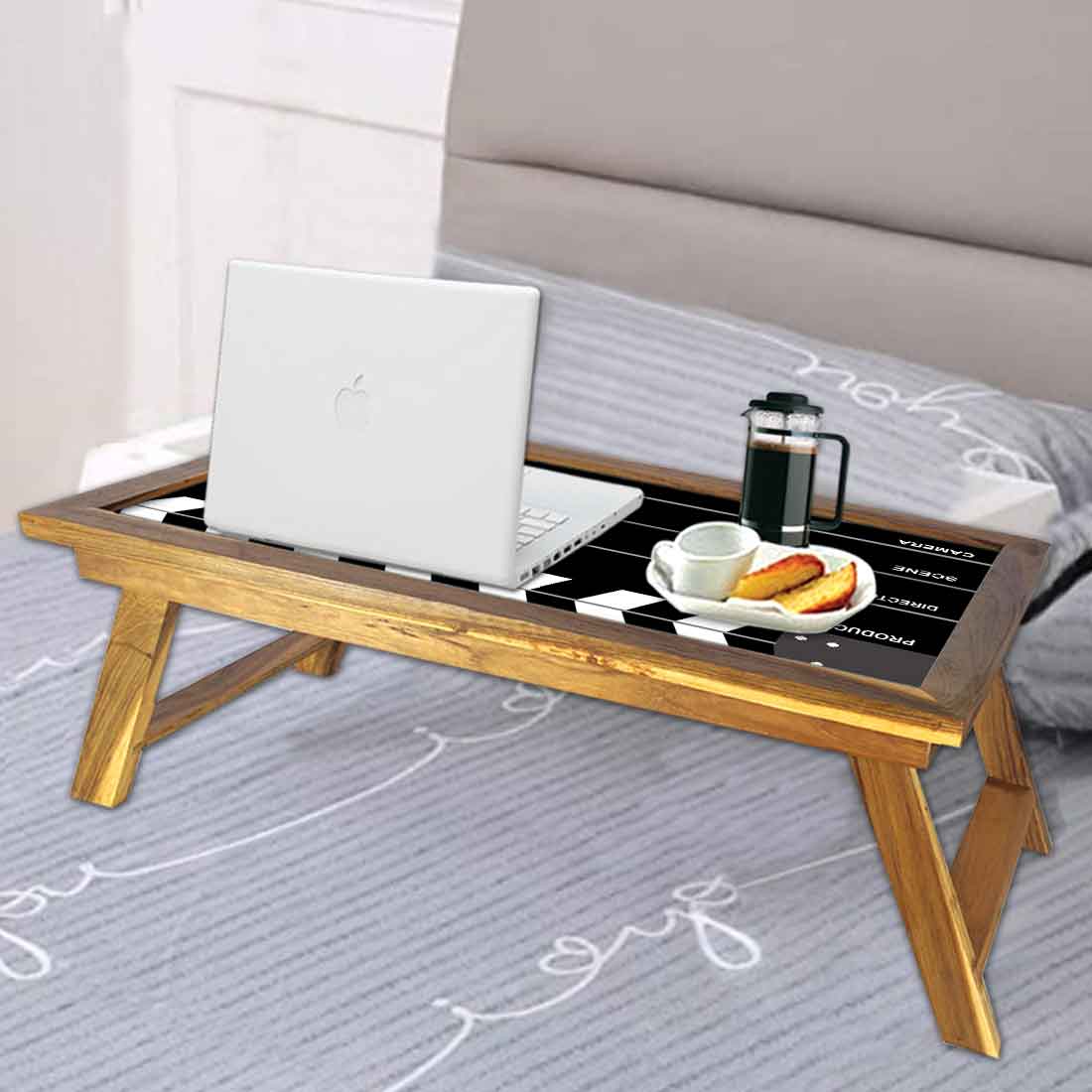 Nutcase Designer Lapdesk Breakfast Bed Table-Foldable Teak Wooden Study Desk - Filmy Nutcase