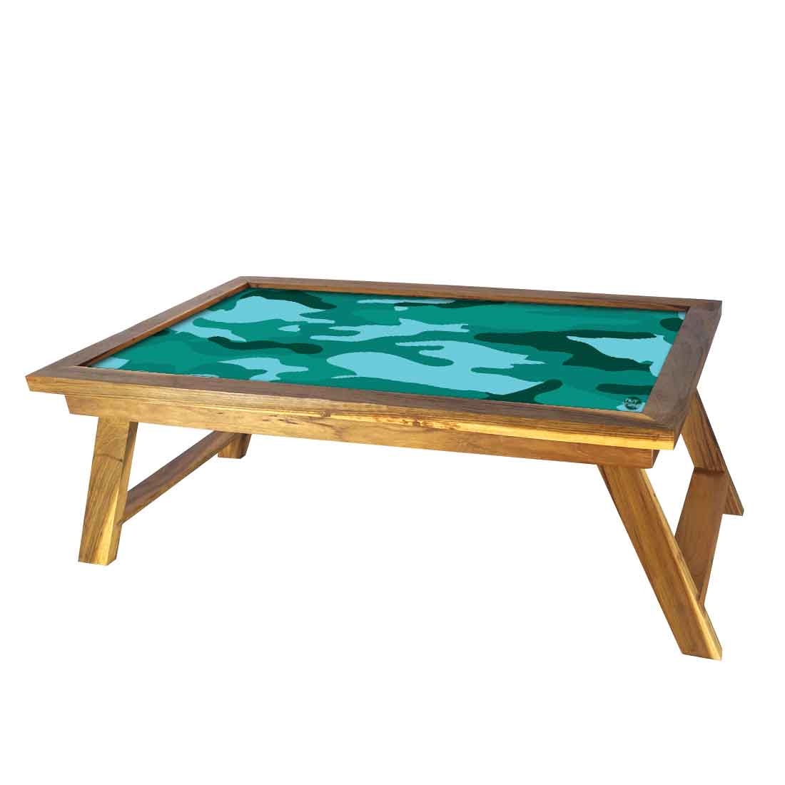 Nutcase Designer Lapdesk Breakfast Bed Table-Foldable Teak Wooden Study Desk - Army Camouflage Green Nutcase