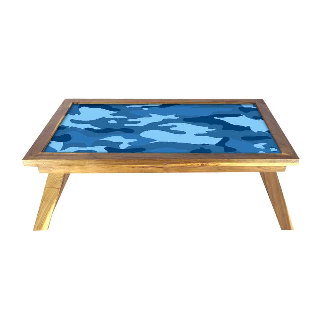 Nutcase Designer Lapdesk Breakfast Tray Table for Bed Teak Wooden Study Desk - Army Camouflage Blue Nutcase