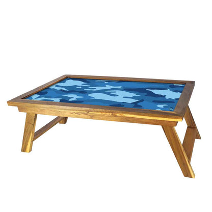 Nutcase Designer Lapdesk Breakfast Tray Table for Bed Teak Wooden Study Desk - Army Camouflage Blue Nutcase