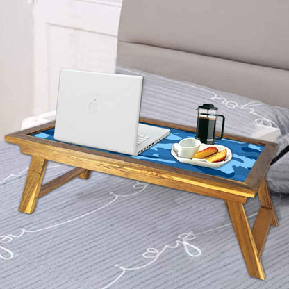 Nutcase Designer Lapdesk Breakfast Tray Table for Bed Teak Wooden Study Desk - Army Camouflage Blue Nutcase