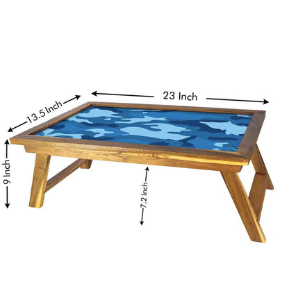 Nutcase Designer Lapdesk Breakfast Tray Table for Bed Teak Wooden Study Desk - Army Camouflage Blue Nutcase