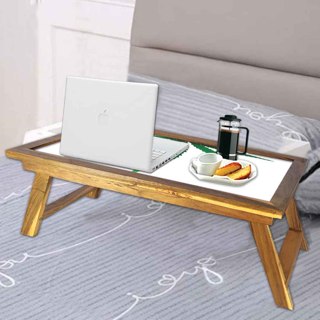 Nutcase Designer Lapdesk Breakfast Bed Table-Foldable Teak Wooden Study Desk - Green Leaf Nutcase