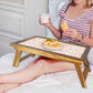 Nutcase Designer Standing Breakfast Tray Study Desk - Digital Print NOT Real Marble -Peach And White Marble Pastel Nutcase