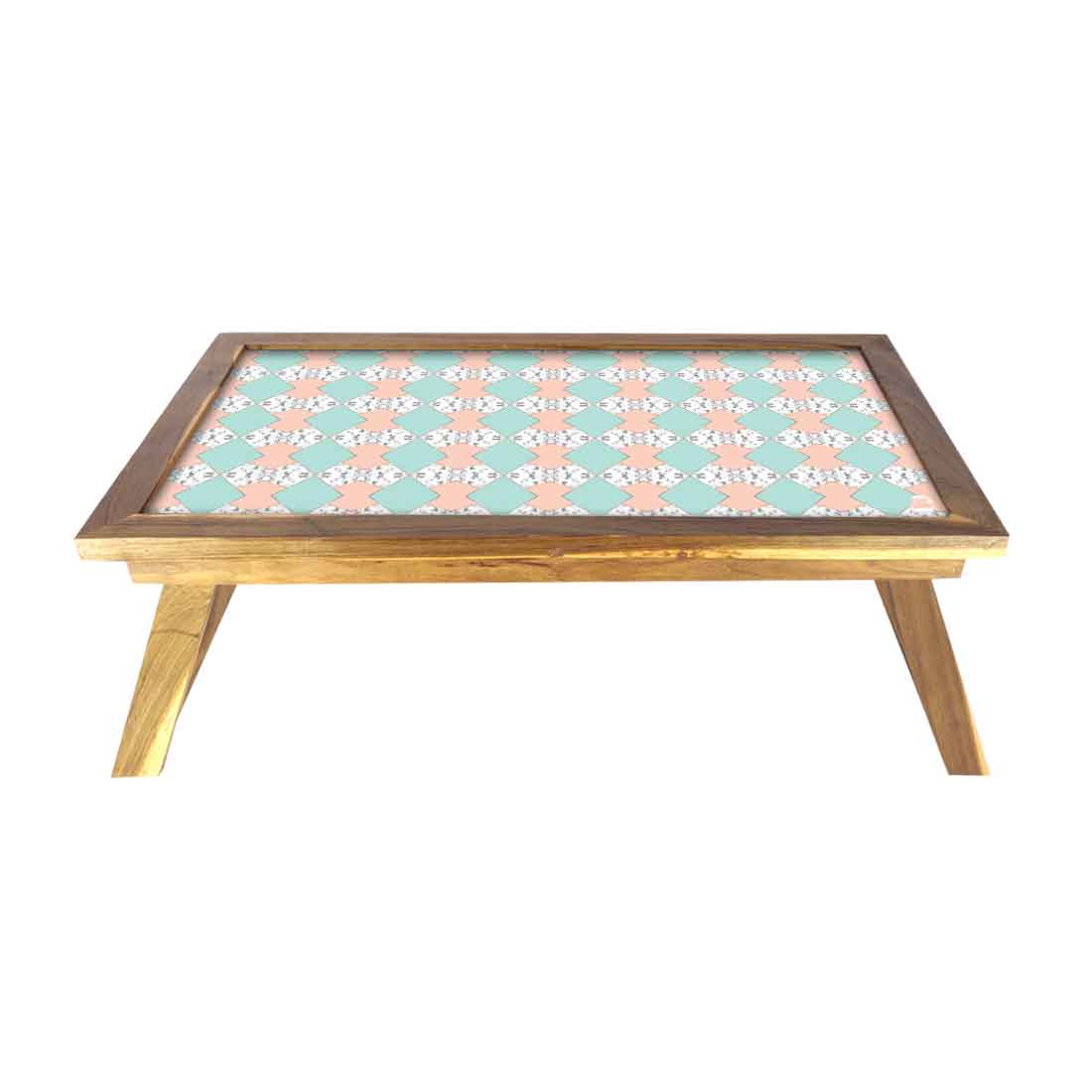 Nutcase Designer Breakfast Tray Folding Study Desk - Digital Print NOT Real Marble -Green And Peach Marble Pastel Nutcase