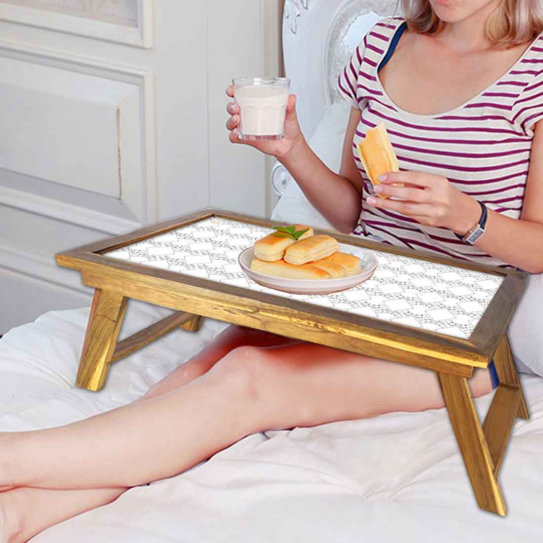 Nutcase Designer Bedside Breakfast Tray  Study Desk - Digital Print NOT Real Marble -Black And White Designer Marble Pastel Nutcase