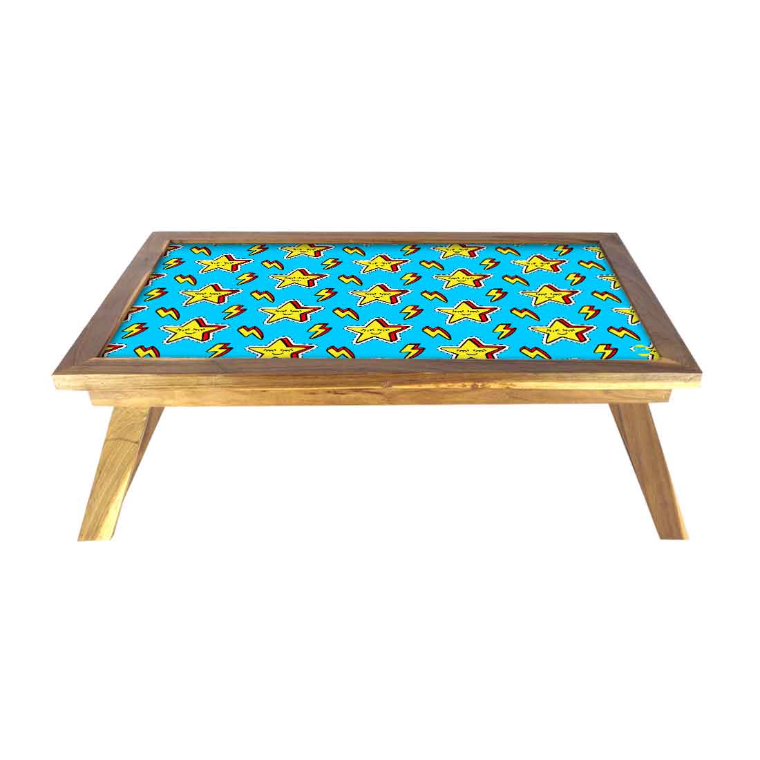 Nutcase Designer Lapdesk Breakfast Bed Table-Foldable Teak Wooden Study Desk - Yellow Stars Nutcase