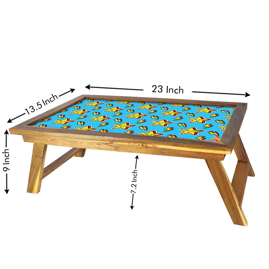 Nutcase Designer Lapdesk Breakfast Bed Table-Foldable Teak Wooden Study Desk - Yellow Stars Nutcase