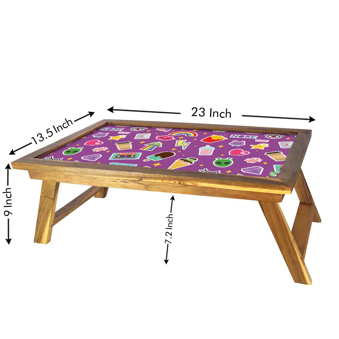 Nutcase Designer Folding Breakfast in Bed Tray Teak Wooden Study Desk - Kids Food Love Nutcase