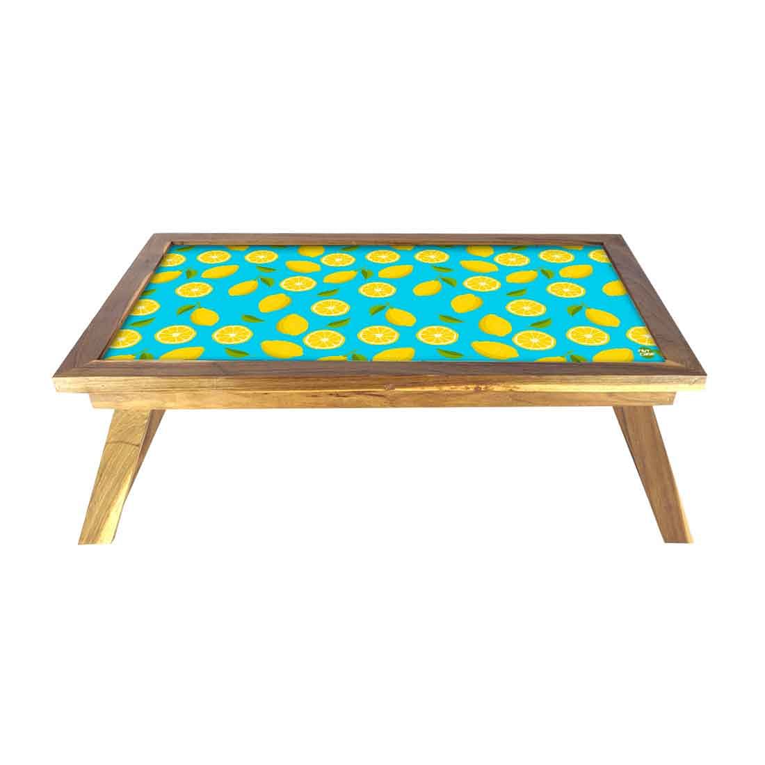 Designer Breakfast Bed Table Teak Wooden Study Desk - Lime Lemon Nutcase